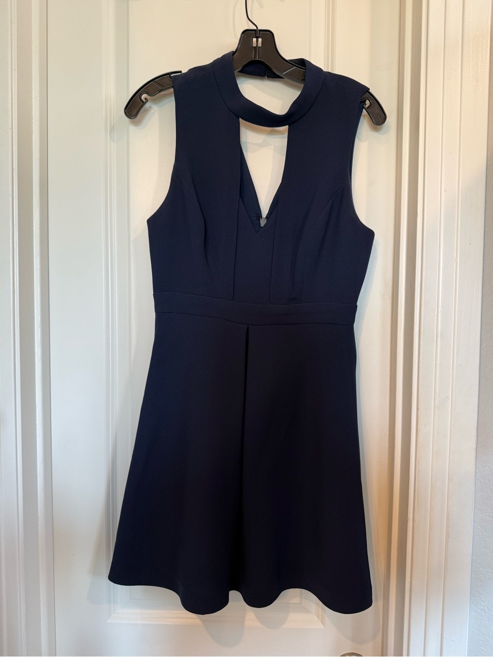 BCBGeneration Navy Sleeveless Mini Dress with Cutout Neck